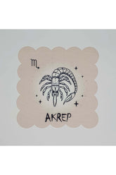 Akrep Burç Desenli Dijital Baskılı Lazer Kesimli Kokteyl Peçetesi